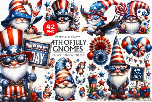 Download 42 4th of July Gnomes Clipart Bundle - Gnomes Collection