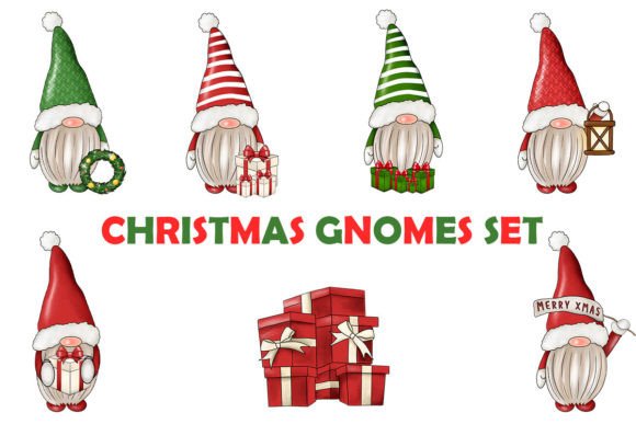 Download Hand-painted Christmas Gnomes Set - Gnomes Collection