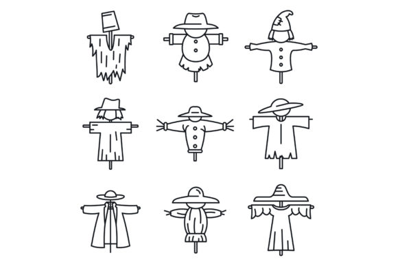 Download Farm Scarecrow Icons Set, Outline Style - Farm scarecrow Collection