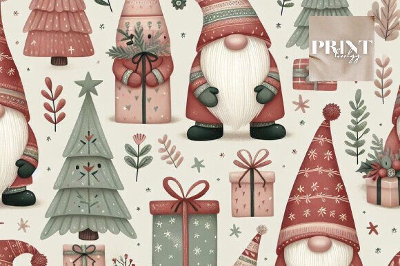 Download Whimsical Christmas Gnomes Pattern - Gnomes Collection