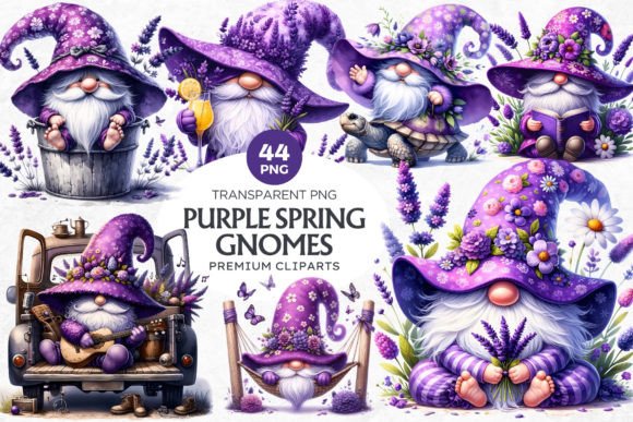 Download 44 Lavender Purple Gnomes Clipart Set - Premium Resources